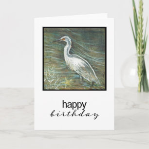 Cartão Pintura De Egret No Aniversário Feliz Da Água