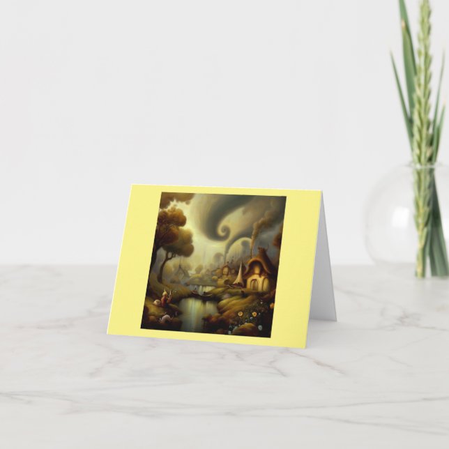 Cartão Pintura de Fantasia 5 - Paisagem da Aldeia (Frente)