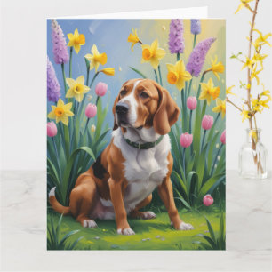 Cartão Pintura de Flores de Primavera do Treeing Walker C
