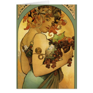 Cartão Pintura de Fruta Alphonse Mucha