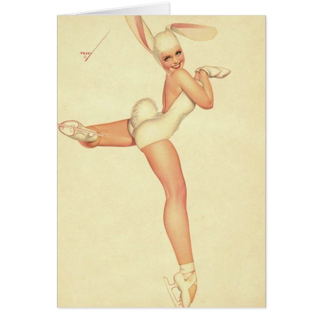 Cartão Pintura de gelo em fantasia de coelho (Frente)