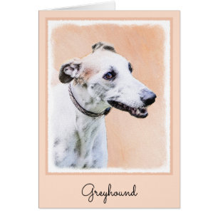 Cartão Pintura de Greyhound - Arte de Cachorro Original