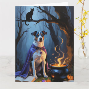 Cartão Pintura de Halloween Caprichosa do Cão Blue Heeler