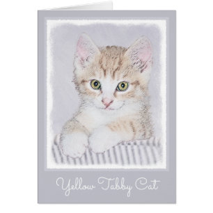 Cartão Pintura de Kitten Orange Tabby - Arte Original par