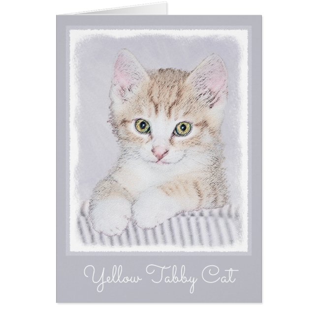 Cartão Pintura de Kitten Orange Tabby - Arte Original par (Frente)