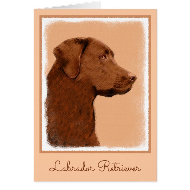 Cartão Pintura de Labrador Retriever (Chocolate) - Arte C (Frente)