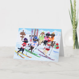 Cartão Pintura de Labradores de Esqui Nórdico