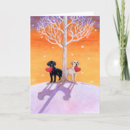 Cartão Pintura de Labradores de Inverno