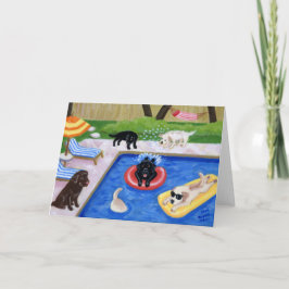 Cartão Pintura de Labradores do Partido piscina