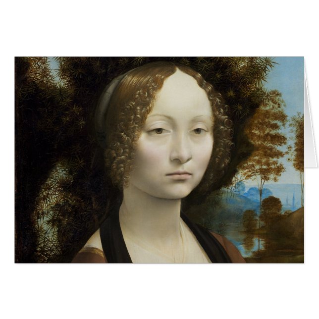 Cartão Pintura De Leonardo Da Vinci Ginevra De'Benci (Frente horizontal)