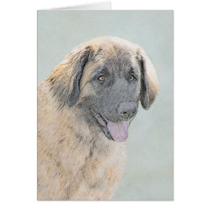 Cartão Pintura de Leonberger - Arte de Cachorro Original