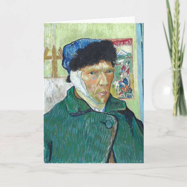 Cartão Pintura de Orelha Bandada do autorretrato Van Gogh (Frente)