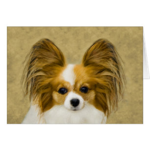 Cartão Pintura de Papillon (Hound Tri) - Arte de Cão Ori