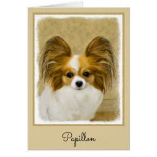 Cartão Pintura de Papillon (Hound Tri) - Arte de Cão Ori