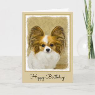 Cartão Pintura de Papillon (Hound Tri) - Arte de Cão Ori