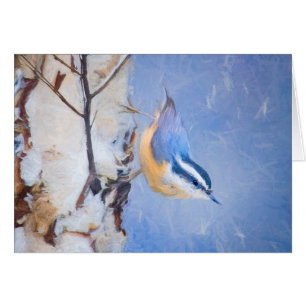 Cartão Pintura De Pássaros Original De Raça Vermelha