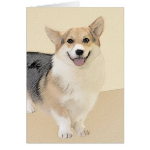 Cartão Pintura de Pembroke Welsh Corgi - Arte Original pa