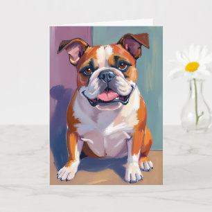 Cartão Pintura de Pet Bulldog Aquarela Caprichosa Cachorr