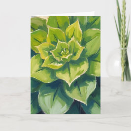 Cartão Pintura de Planta Suculenta Verde