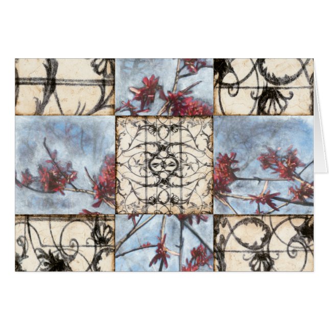 Cartão Pintura de Rolagem de Abstrato Paneled (Frente Horizontal)