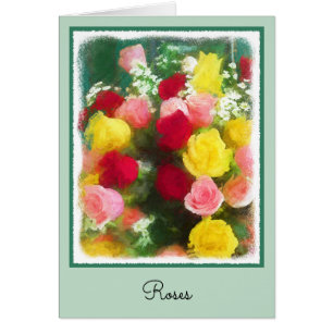 Cartão Pintura de Rose Bouquet - Arte Flor Original Custa