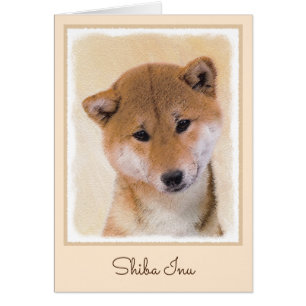 Cartão Pintura de Shiba Inu (Vermelho) - Arte de Cachorro
