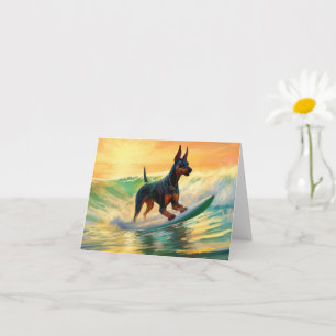 Cartão Pintura de Surf na Praia do Doberman