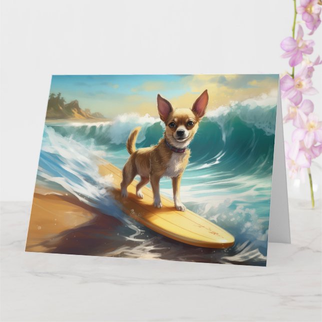 Cartão Pintura de surfe na praia de Chihuahua (Orquídea)