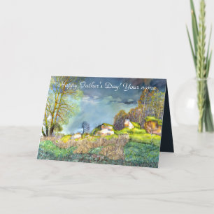 Cartão pintura de tempestade de primavera Aquarela