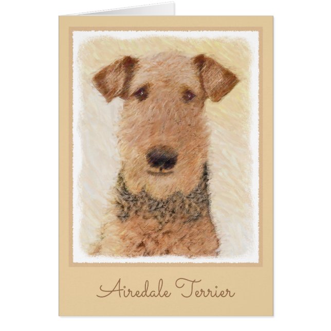Cartão Pintura de Terrier Airedale - Arte original cômoda (Frente)