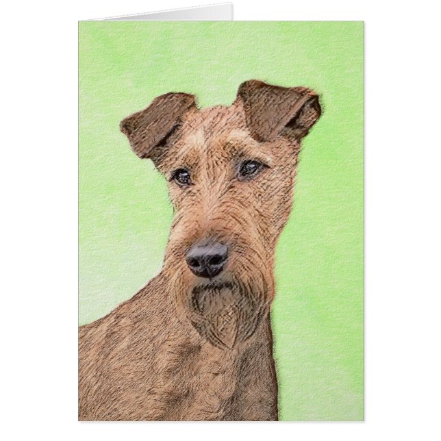 Cartão Pintura de Terrier irlandesa - Arte de cachorro or (Frente)
