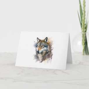 Cartão Pintura de Wolf Watercolor