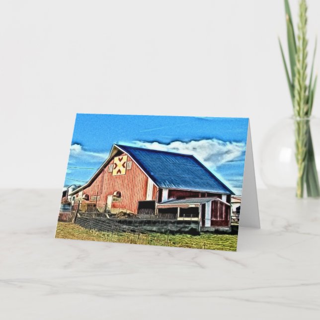 Cartão Pintura digital em celeiro (Frente)