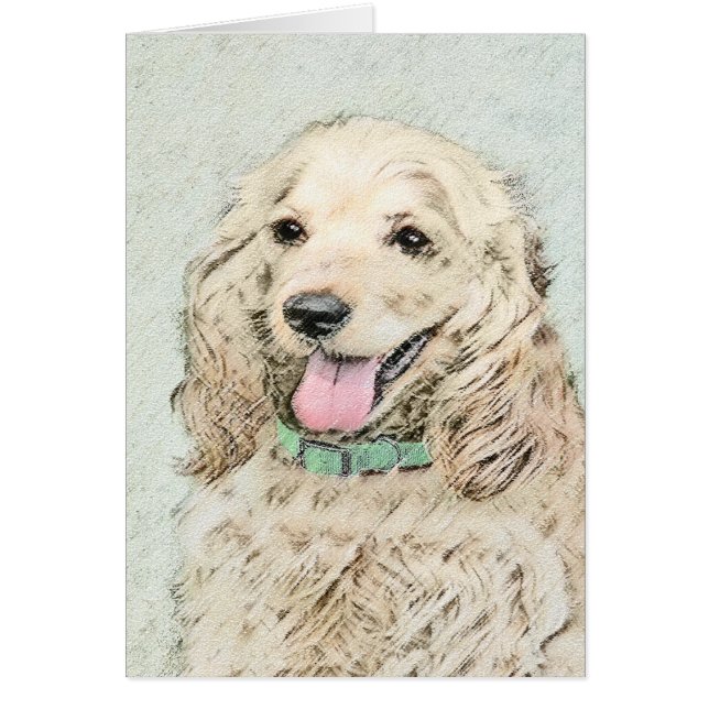 Cartão Pintura do Cocker Spaniel Buff - Arte Original par (Frente)