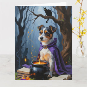 Cartão Pintura do Dia das Bruxas Terrier australiano