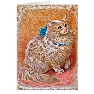 Cartão Pintura do Gatinho Vintage
