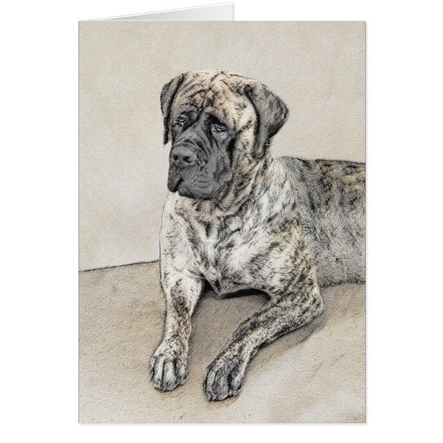 Cartão Pintura do Mastiff Inglês (Brindle) - Arte Canina (Frente)