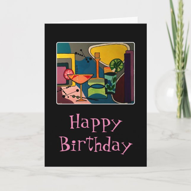 Cartão Pintura do 'Meio século Mod Cocktails' em um (Frente)