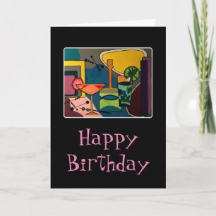 Cartão Pintura do 'Meio século Mod Cocktails' em um