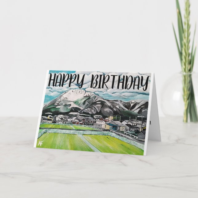 Cartão Pintura do Monte Fuji por Alfred Fox (Frente)