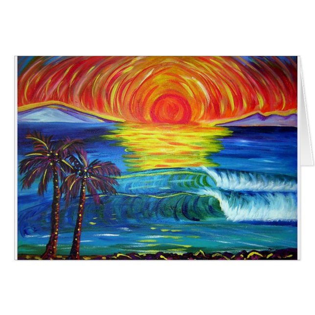 Cartão Pintura do pôr do sol Alohi (Frente Horizontal)
