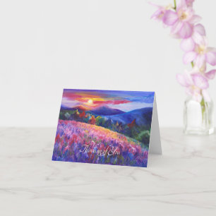 Cartão pintura do pôr do sol na montanha personalizável