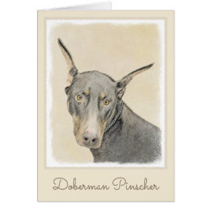 Cartão Pintura Doberman Pinscher - Arte Original para Cã