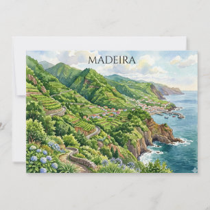 Cartão Pintura em Aquarela da Colorida Madeira Portugal
