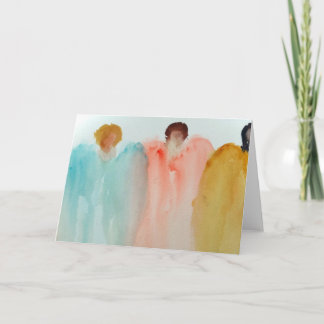 Cartão Pintura em aquarela de 3 anjos, figuras ou mulhere