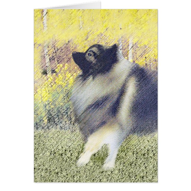Cartão Pintura em Aspen de Keeshond - Arte de Cão Origina (Frente)