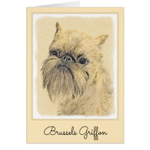 Cartão Pintura em Bruxelas Griffon - Arte original de cãe