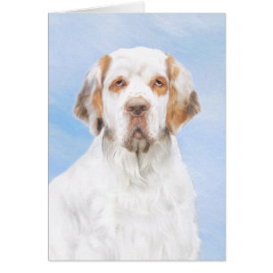 Cartão Pintura em Espanhol Clumber - Arte Cão Original B