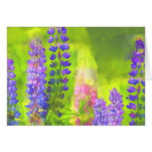 Cartão Pintura em Lupine - Arte Flor Original
