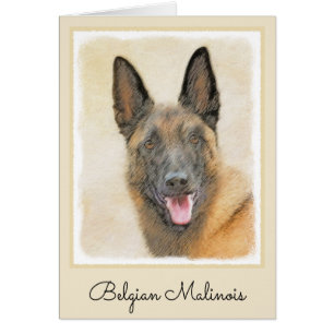 Cartão Pintura em Malinois Belga - Arte Cachorra Original
